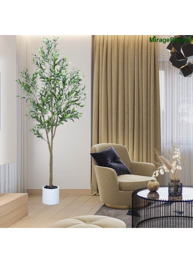 MirageBotanics 7ft Artificial Olive Trees Indoor,Faux Olive Tree with White Planter Pot,Artificial Plants Lifelike Fruits for Home Office MeetingRoom Living Room Indoor Outdoor Decor (215cm) - Image 3